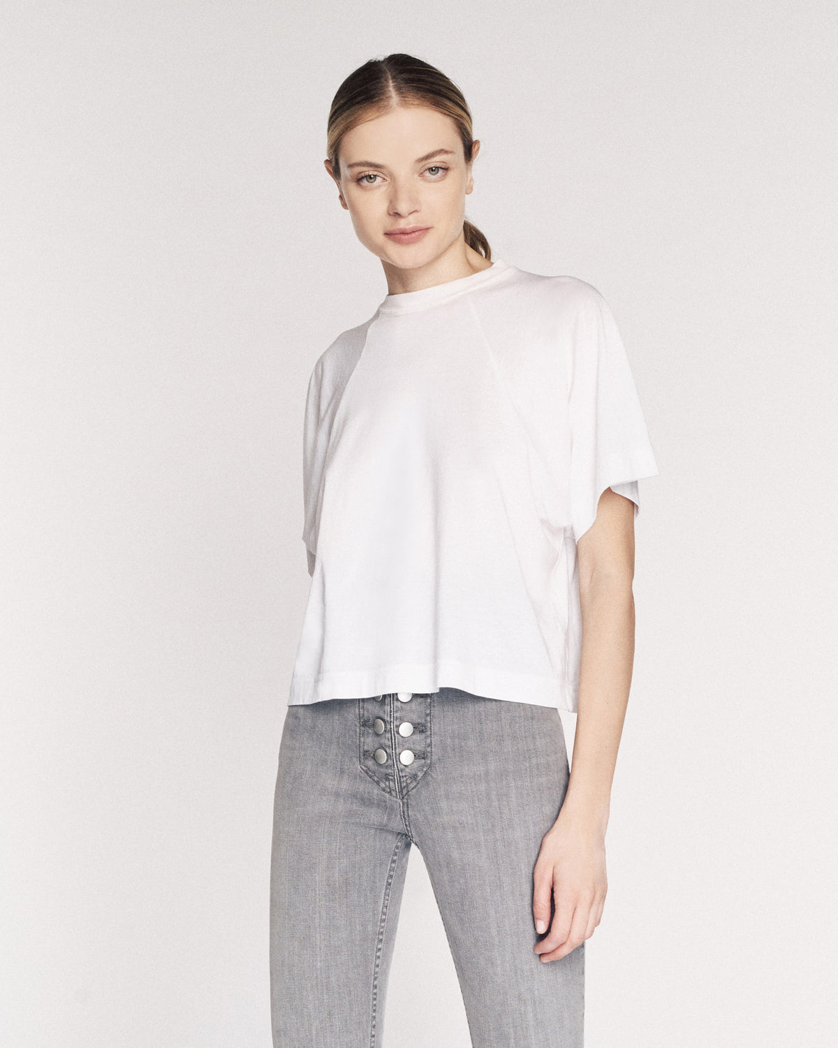 So Uptight Cropped Raglan Crew in White