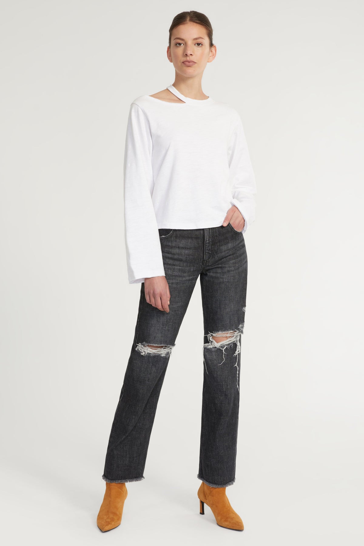 Tate Cut Out Long Sleeve in White
