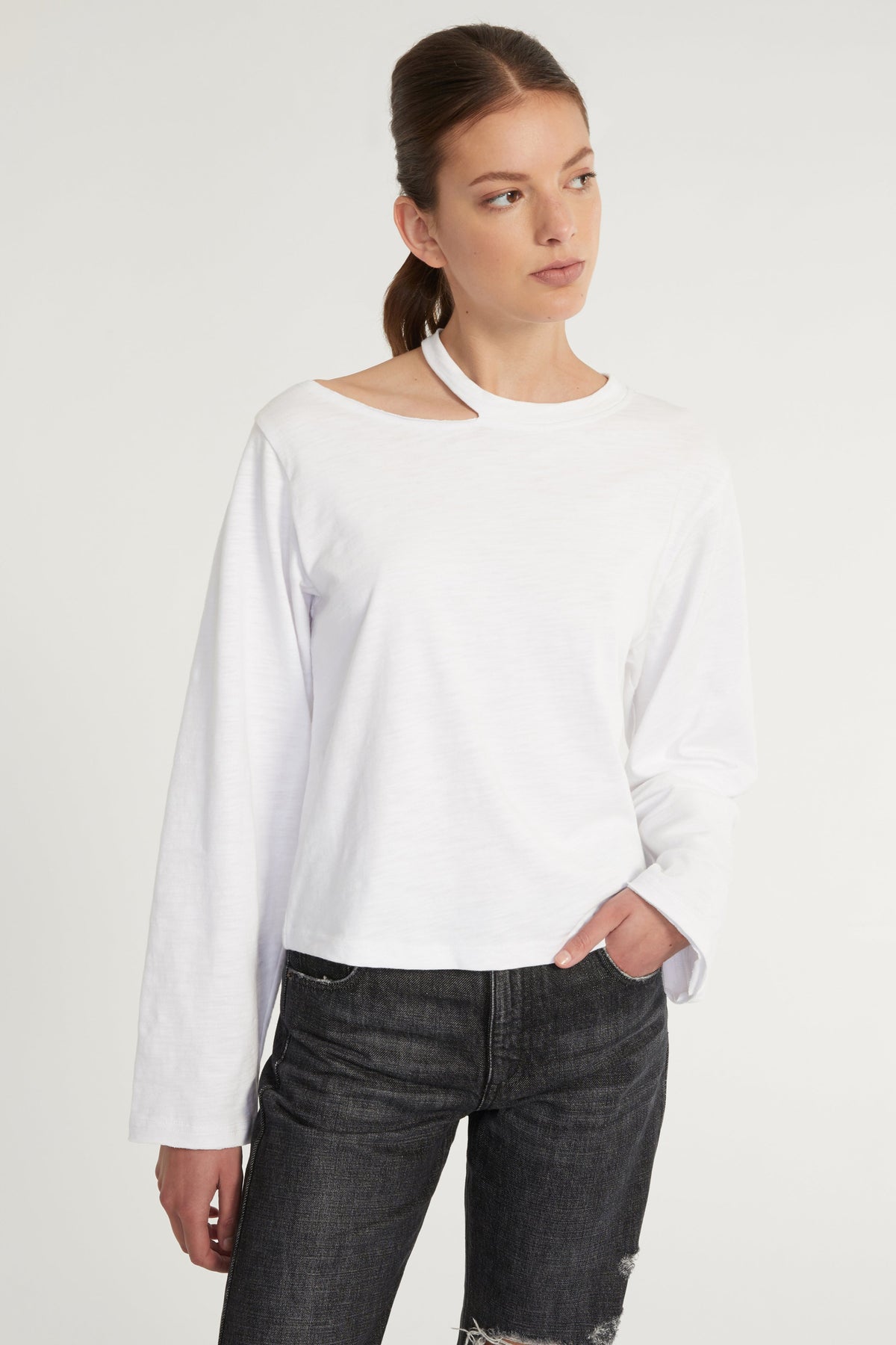 Tate Cut Out Long Sleeve in White
