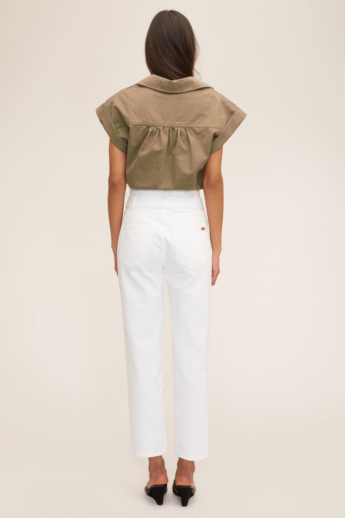 Travis Denim Pant in Off White Stone Wash