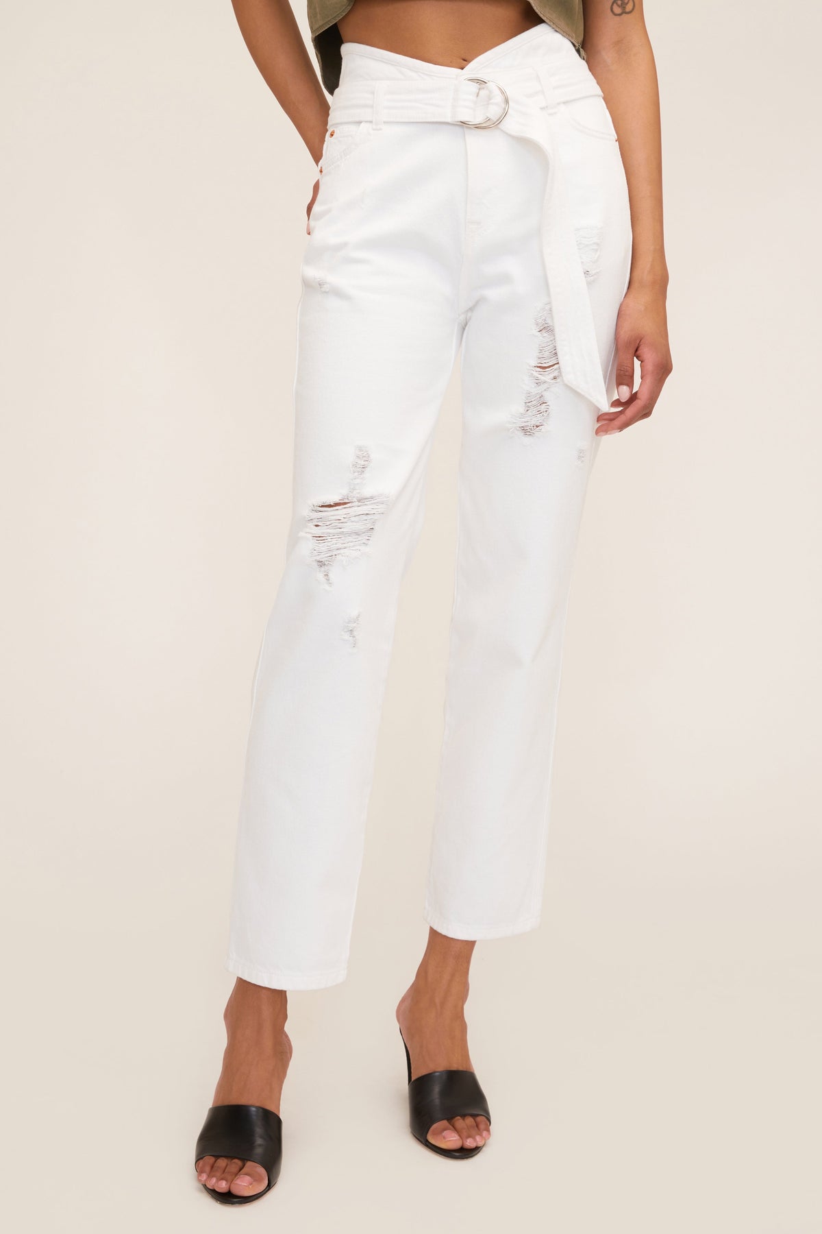 Travis Denim Pant in Off White Stone Wash