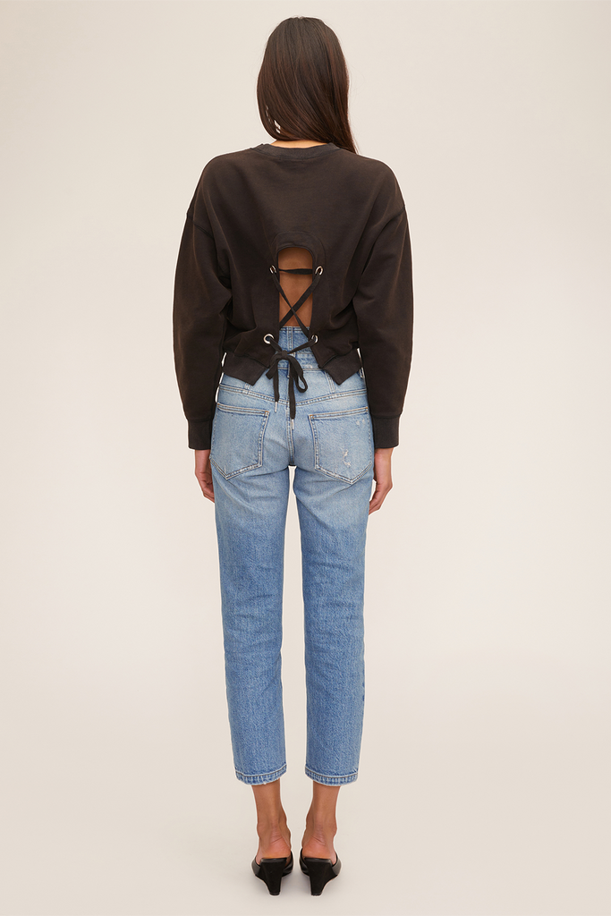 Turner II High Waist Corset Jean in Indigo Medium Stone Wash | Marissa Webb NYC