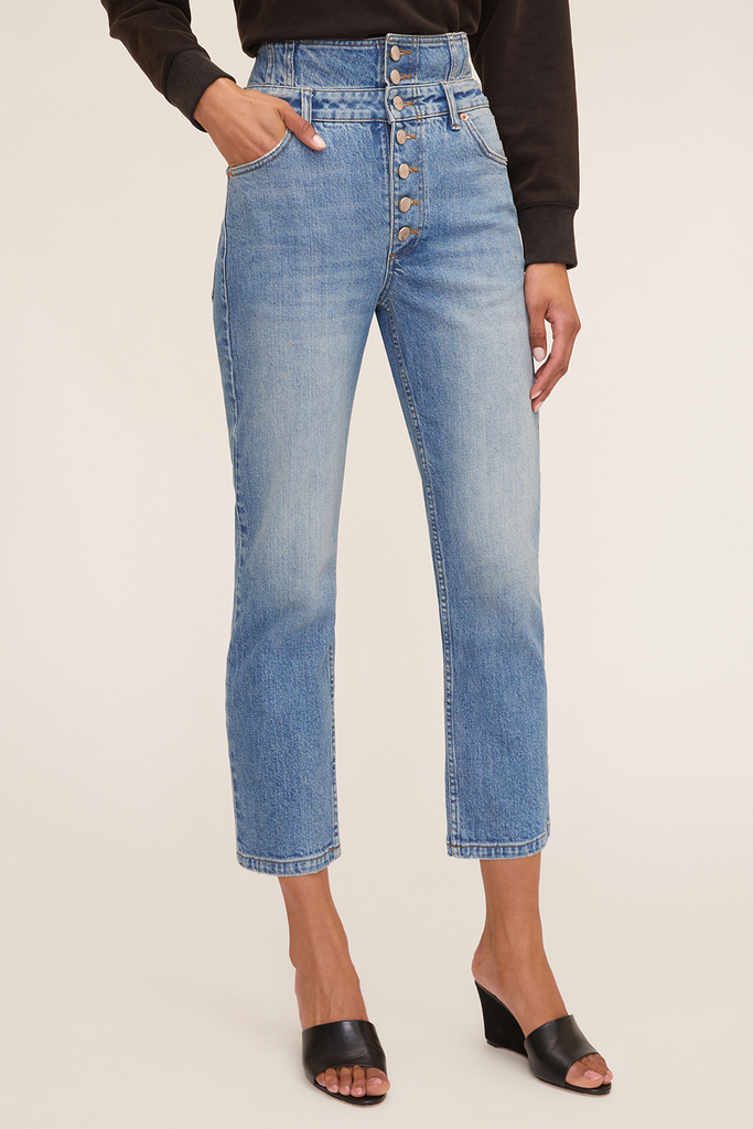 Turner II High Waist Corset Jean in Indigo Medium Stone Wash | Marissa Webb NYC
