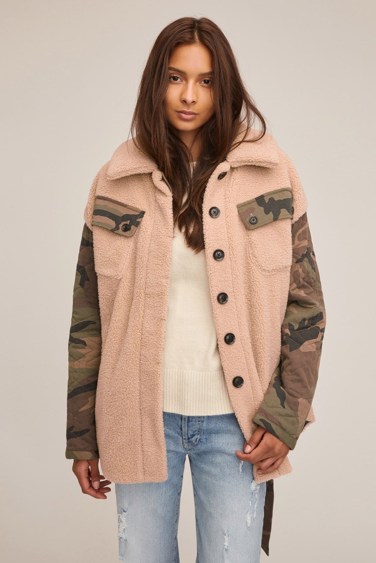 Augie Quilted Woodland Camo Sherpa Parka | MARISSA WEBB