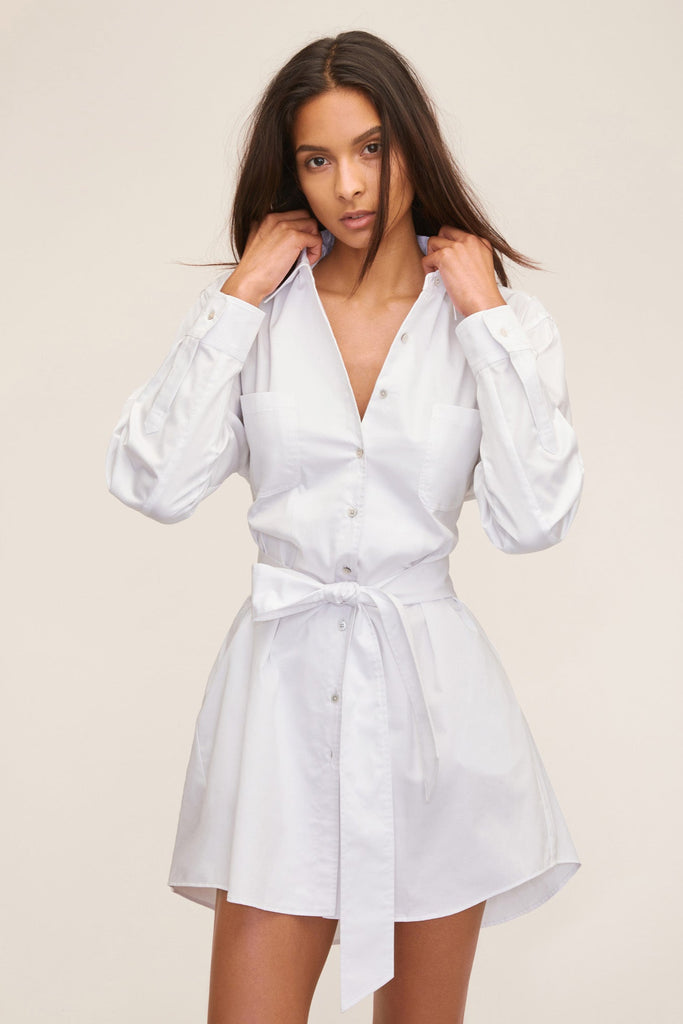 Brett Cotton U-Back Mini Dress in White | MARISSA WEBB