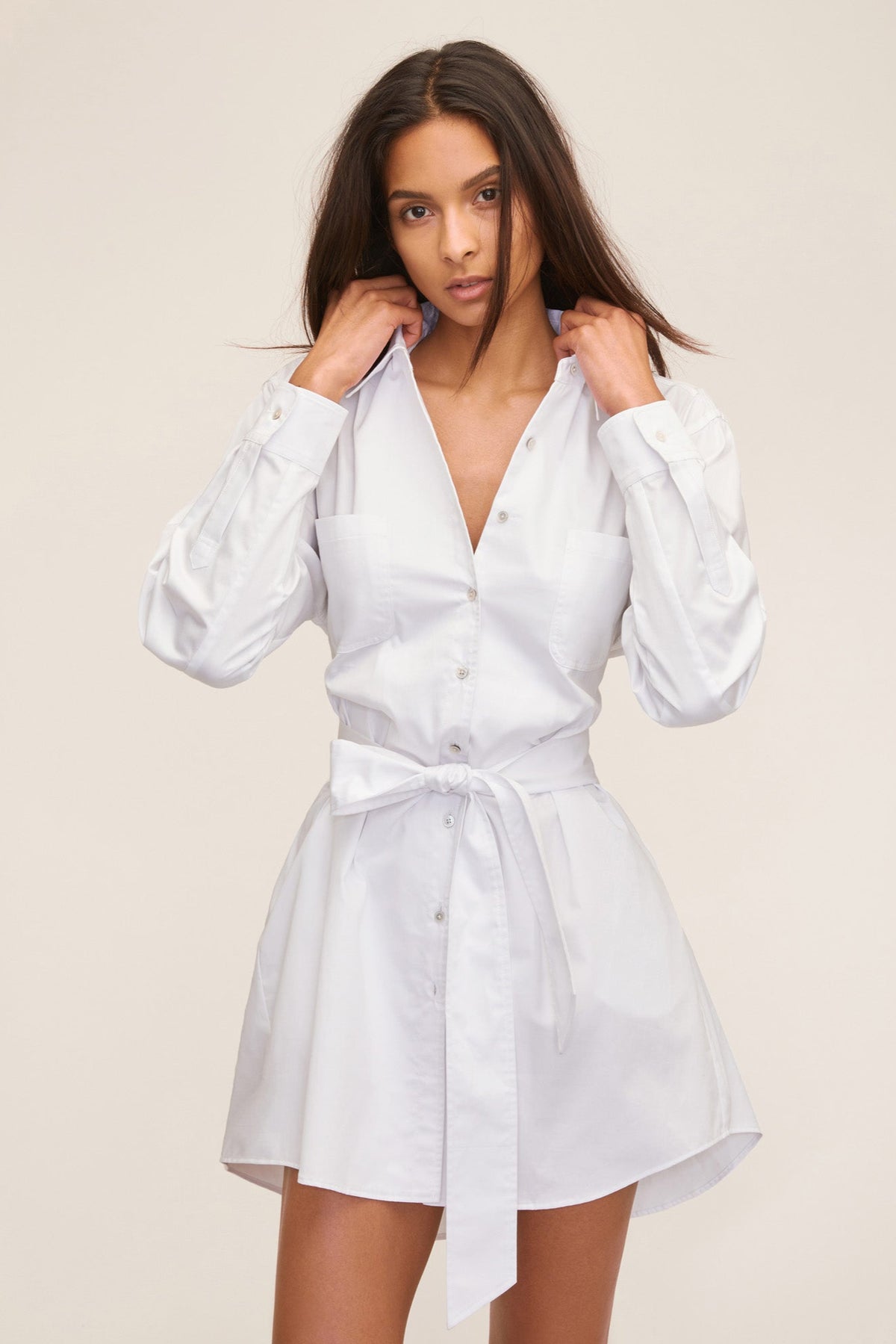 Brett Cotton U-Back Mini Dress in White | MARISSA WEBB