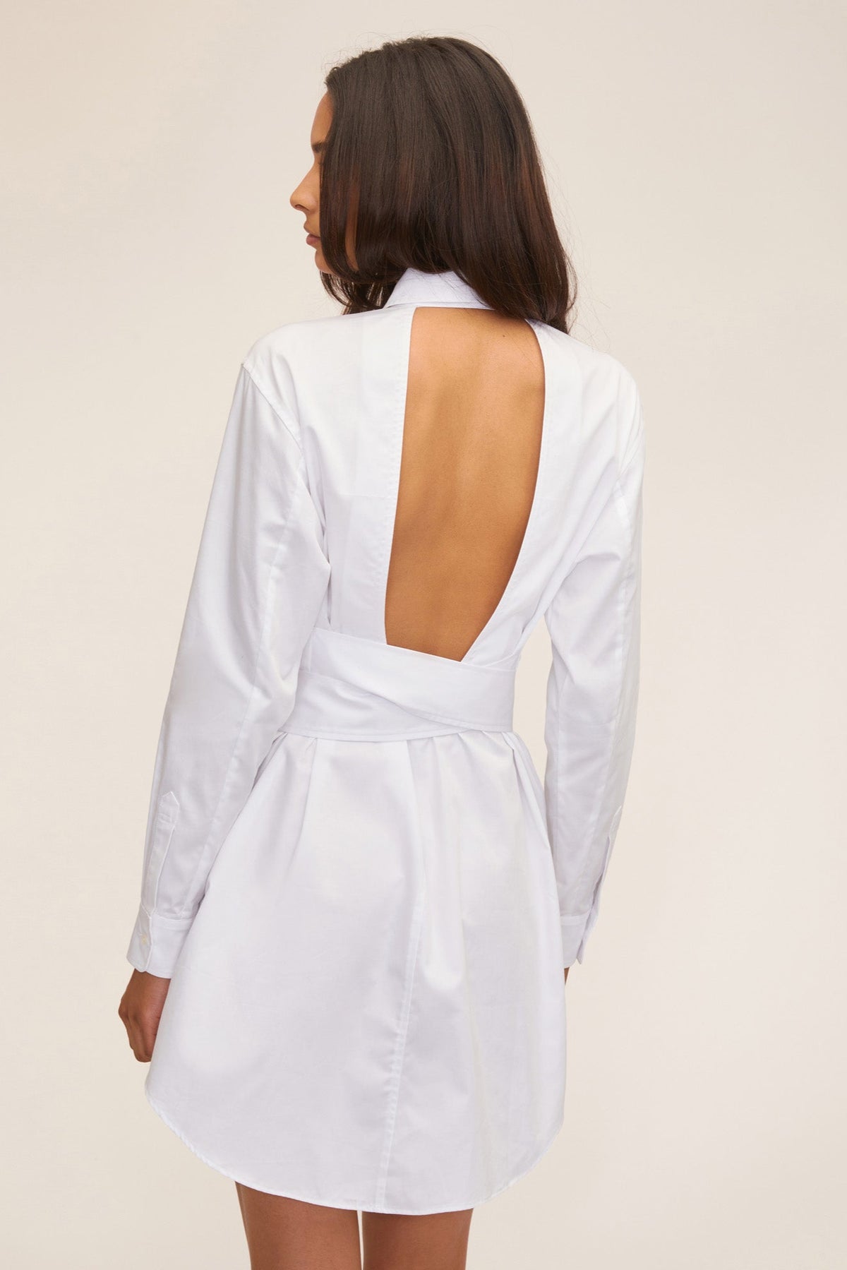 Brett Cotton U-Back Mini Dress in White | MARISSA WEBB