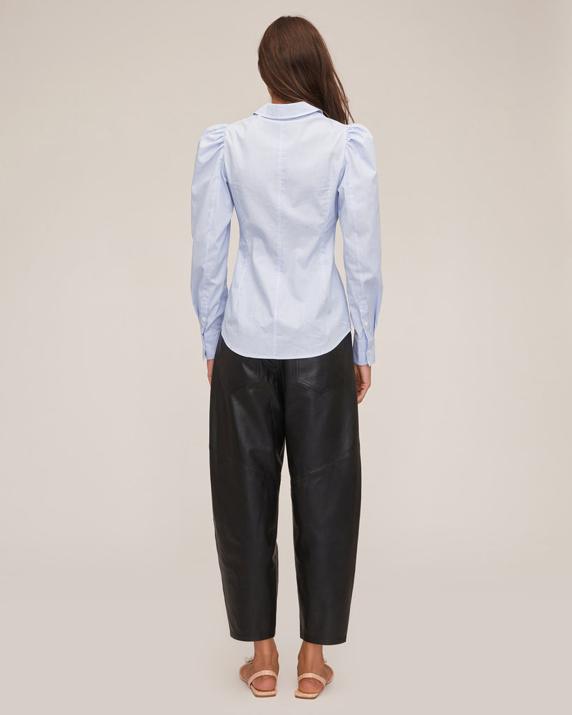 Hadley Double Button Down in Peri Blue Pinstripe | MARISSA WEBB