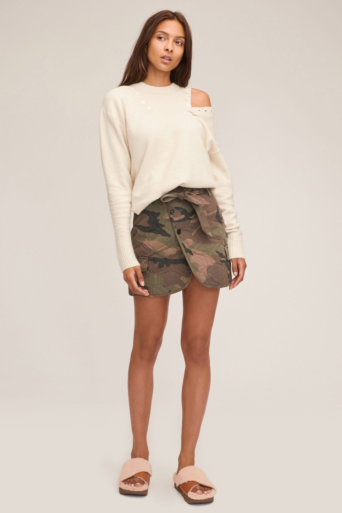 Katrina Quilted Woodland Camo Mini Skirt | MARISSA WEBB