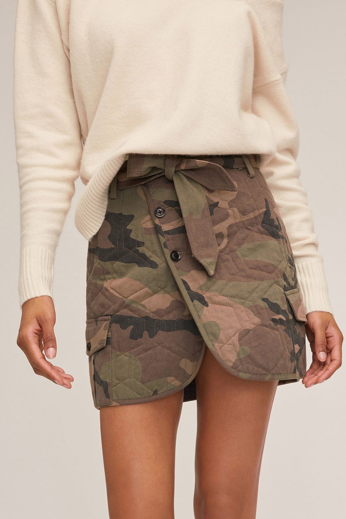 Katrina Quilted Woodland Camo Mini Skirt | MARISSA WEBB