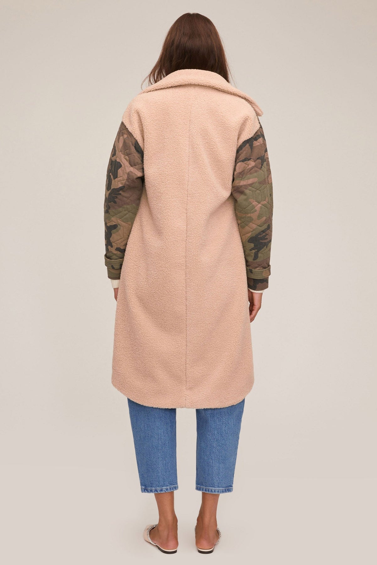 Reese Quilted Woodland Camo Sherpa Coat | MARISSA WEBB