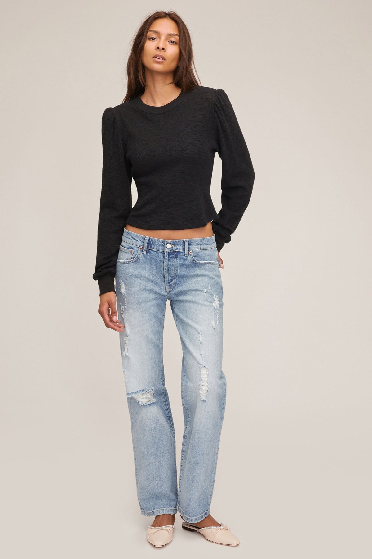 Rue Low Rider Straight Jean in Light Blue Vintage Wash | MARISSA WEBB