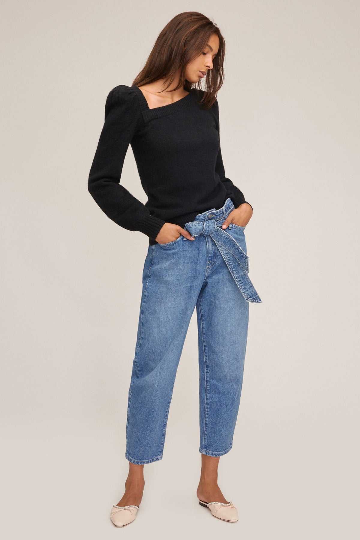 Stevie 80's Barrel Leg Jean in Medium Blue Wash | MARISSA WEBB