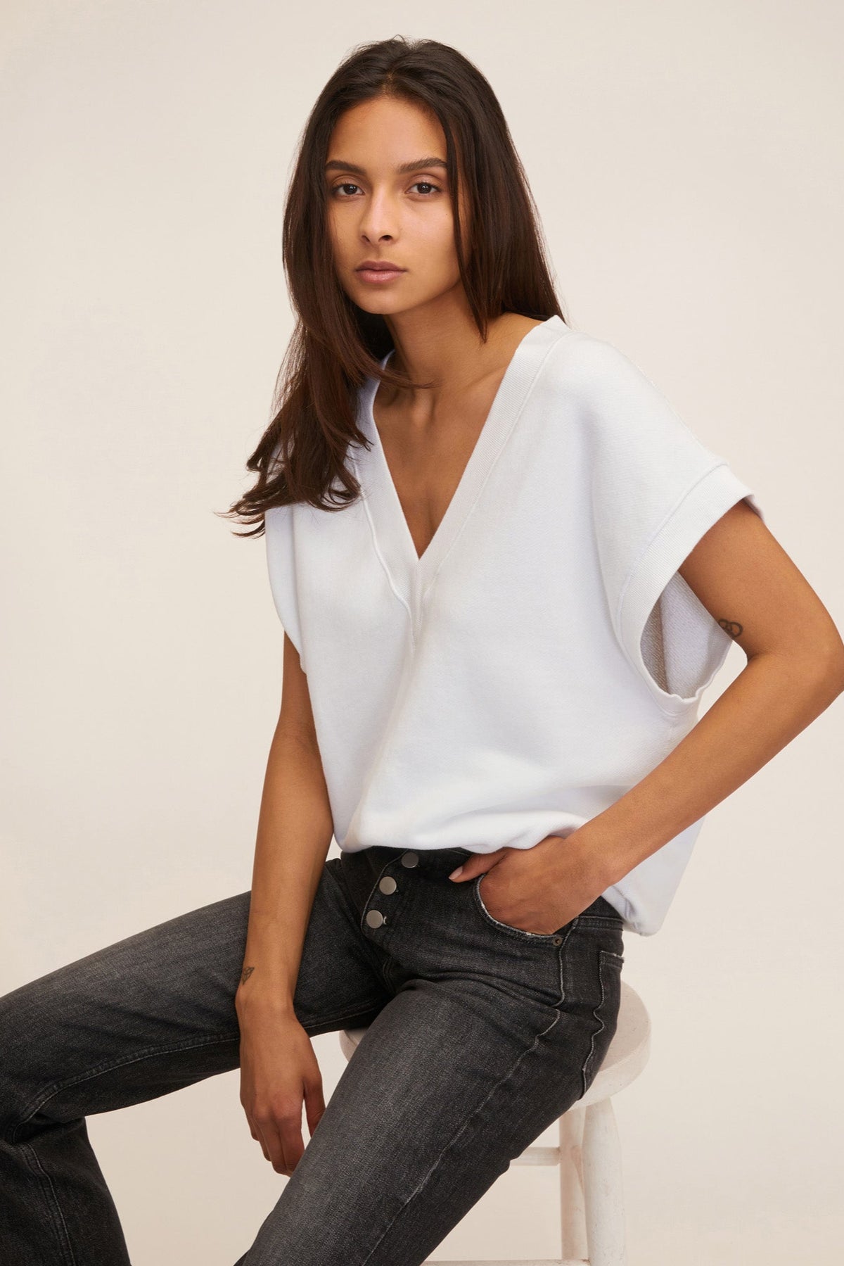 Turner II High Waist Corset Jean in Faded Black Stone Wash | Denim by MARISSA WEBB