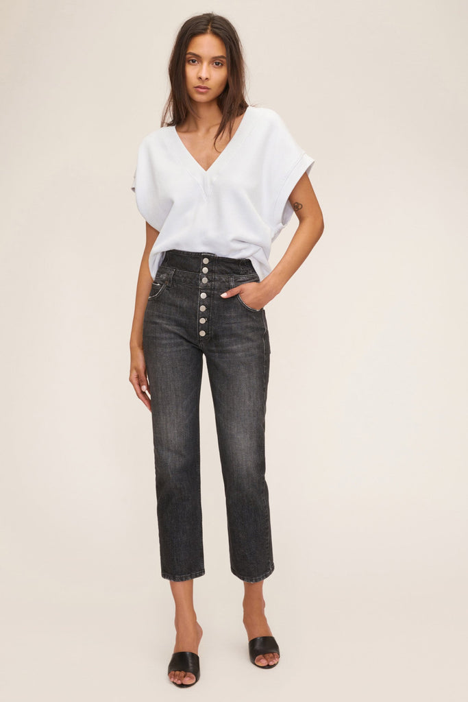 Turner II High Waist Corset Jean in Faded Black Stone Wash | Denim by MARISSA WEBB