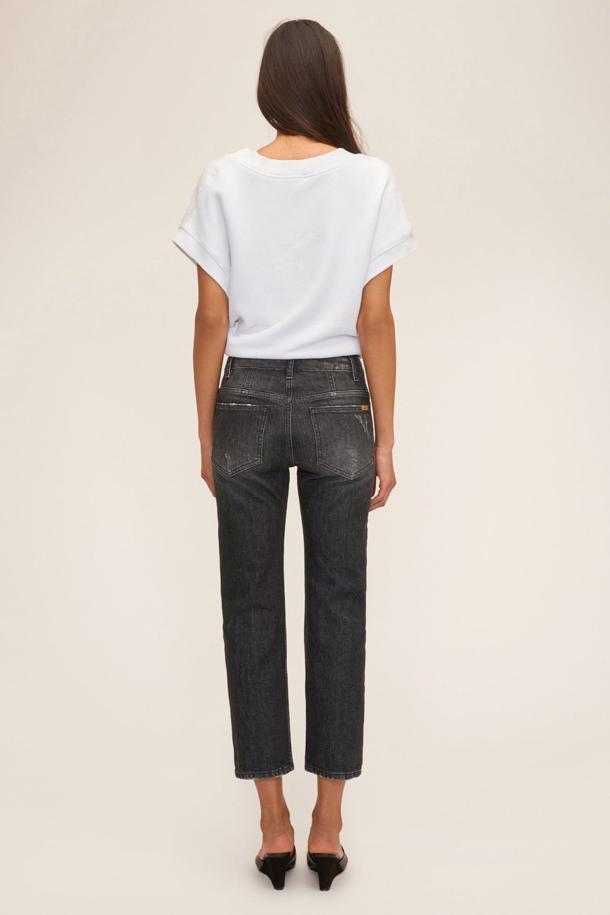 Turner II High Waist Corset Jean in Faded Black Stone Wash | Denim by MARISSA WEBB