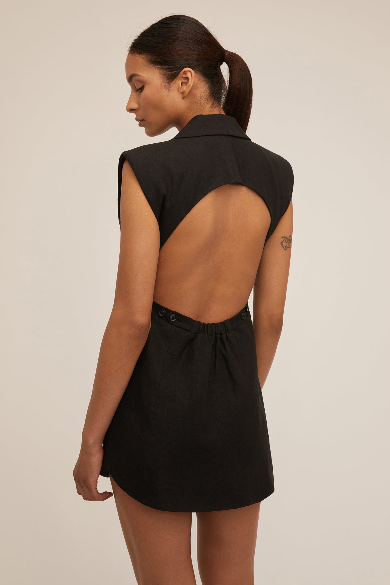black open back dress short Twinkling Open Back Dress in Black