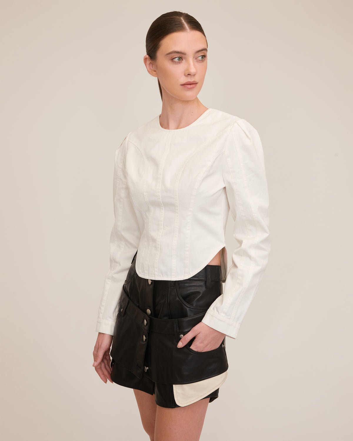 Lucy Washed Canvas Seamed Top | MARISSA WEBB