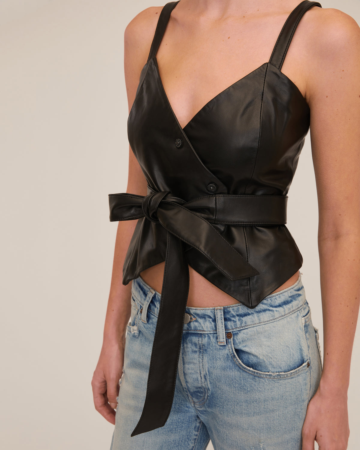 Raya Leather Wrap Vest | MARISSA WEBB
