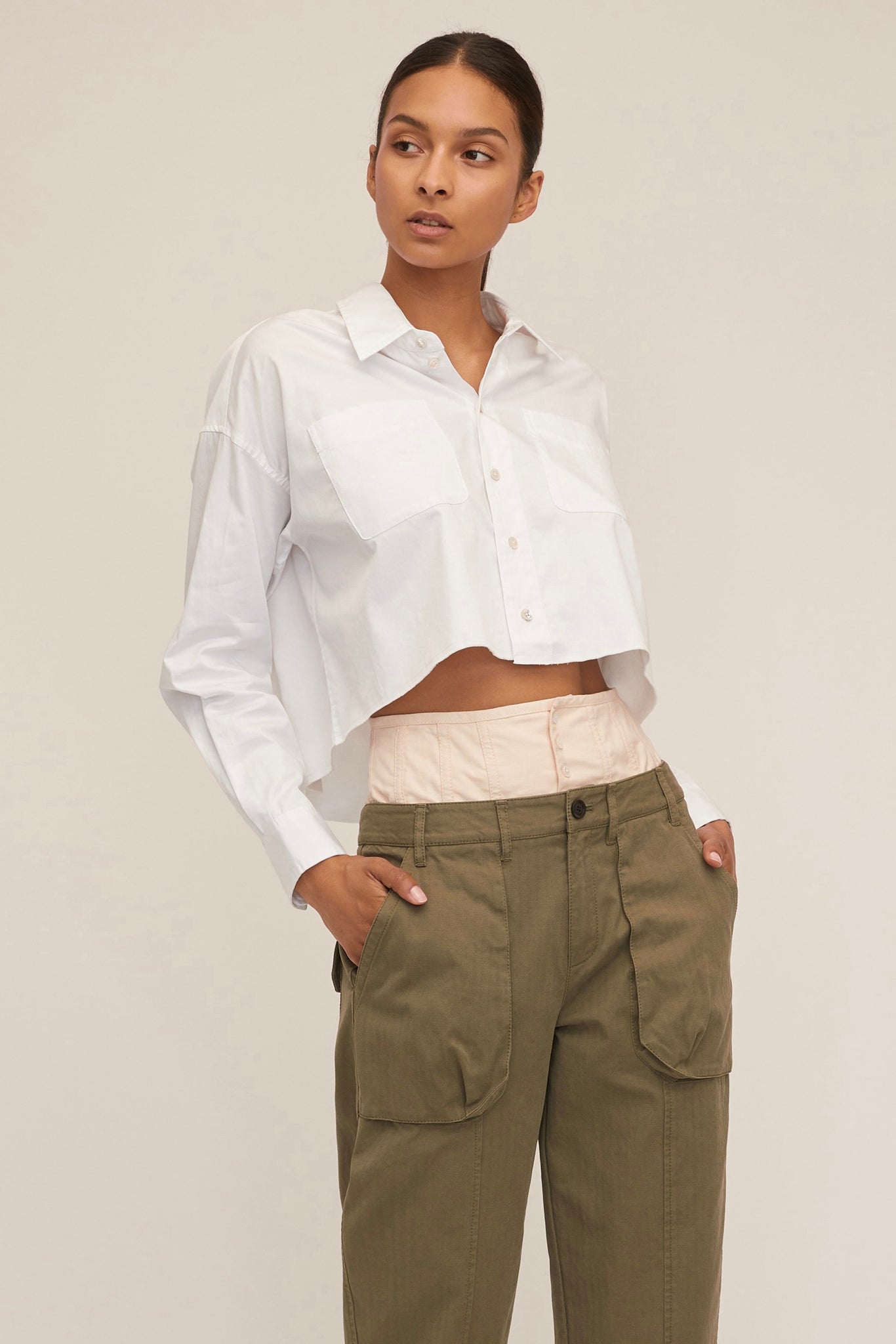 Ada Corset Tapered Leg Pant in Military Green | MARISSA WEBB