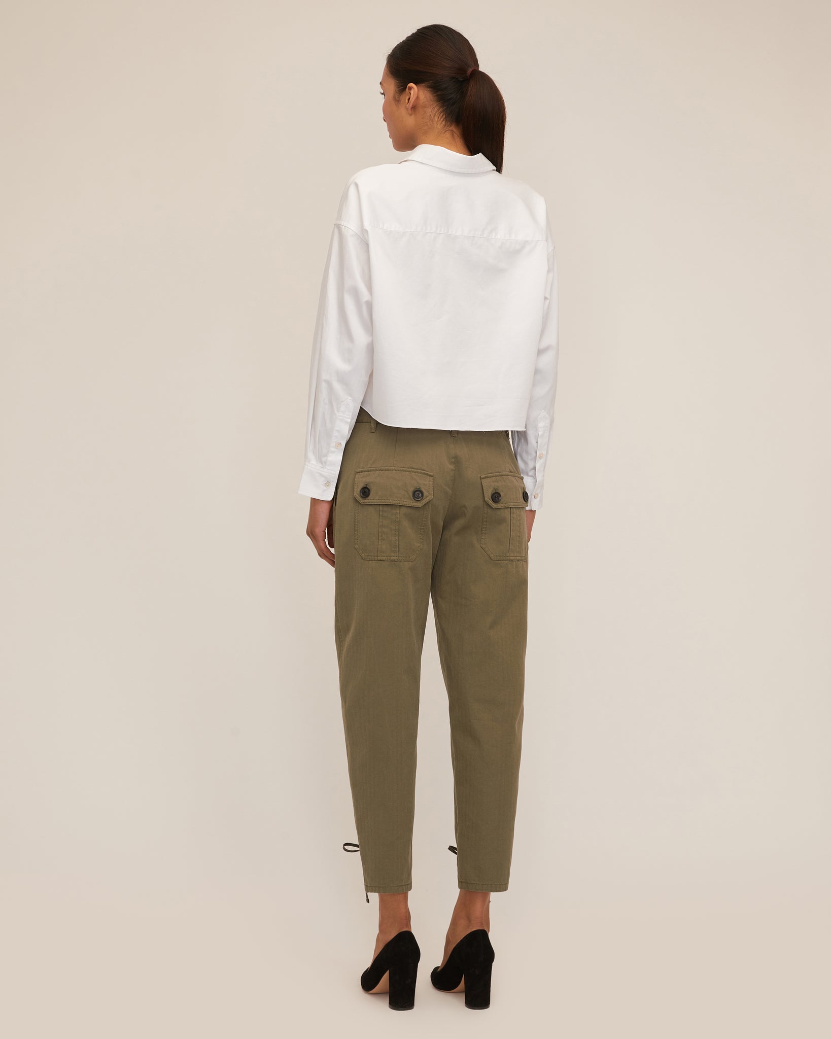 Ada Corset Tapered Leg Pant in Military Green, MARISSA WEBB