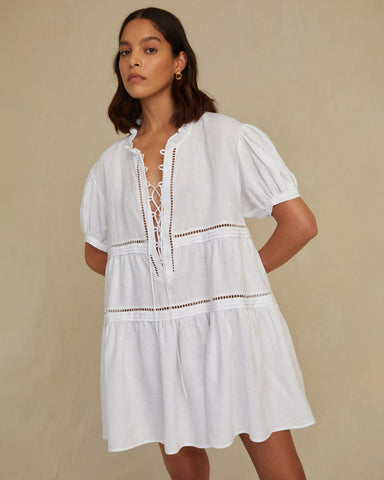 Linen Tie-Front Mini Dress | Sample Sale | MARISSA WEBB