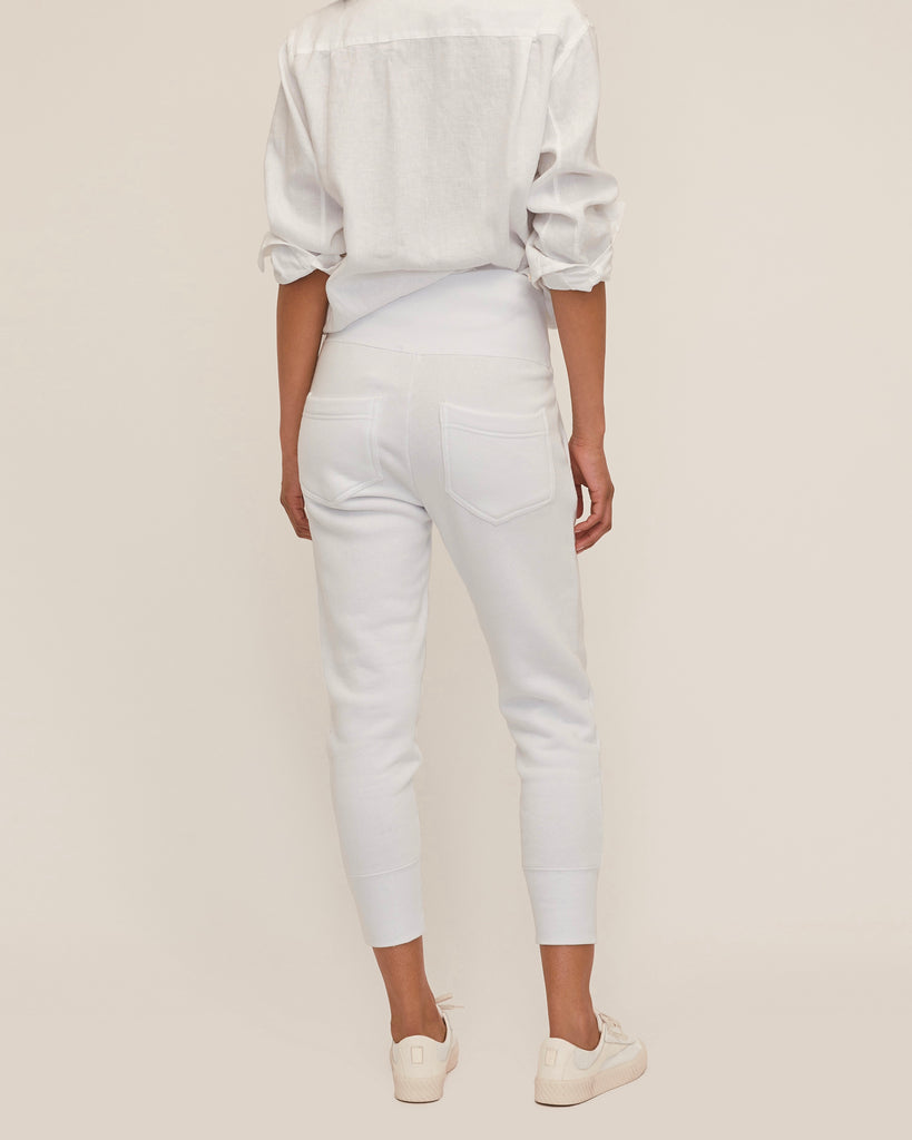 So High Waisted French Terry Sweatpants in White