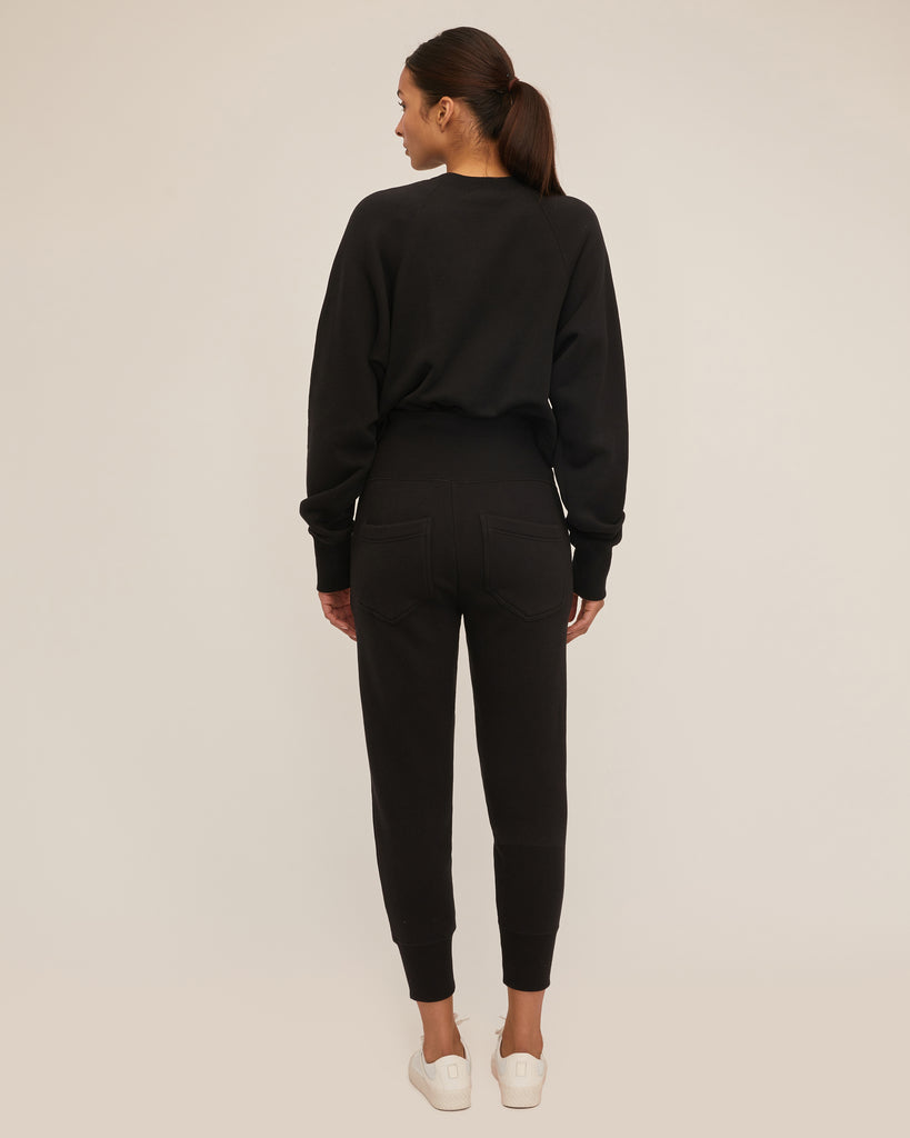 So High Waisted French Terry Sweatpants in Black