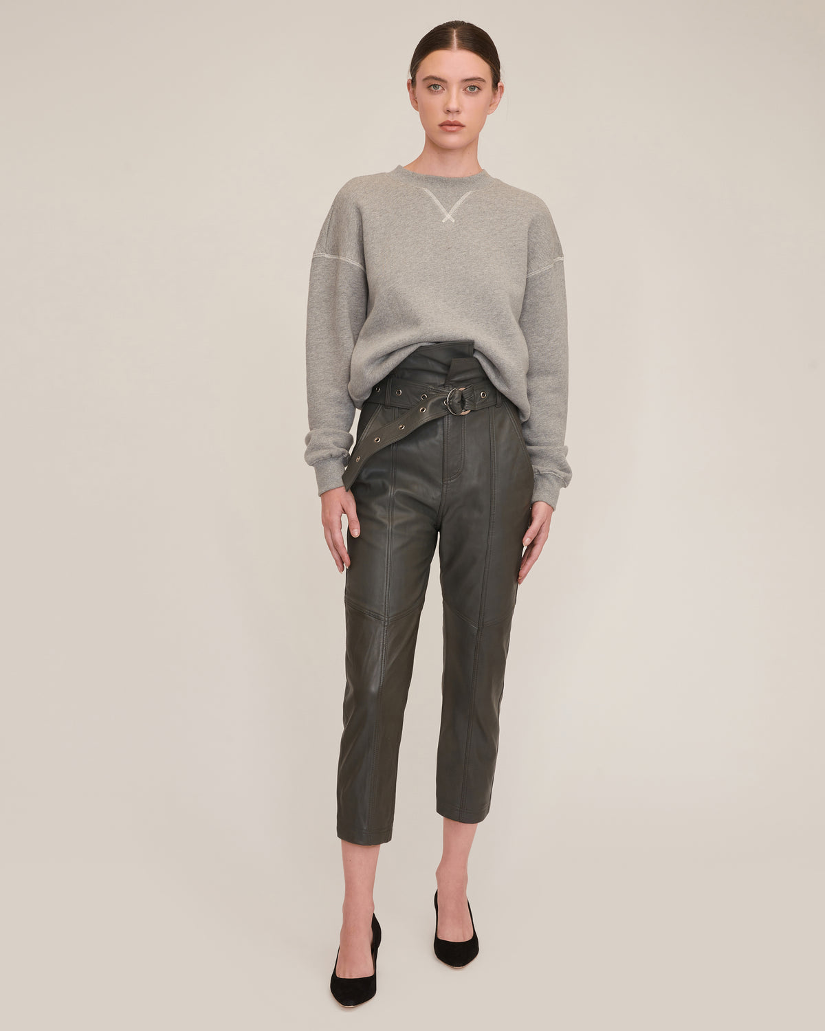 Anniston Leather Pant in Charcoal | MARISSA WEBB