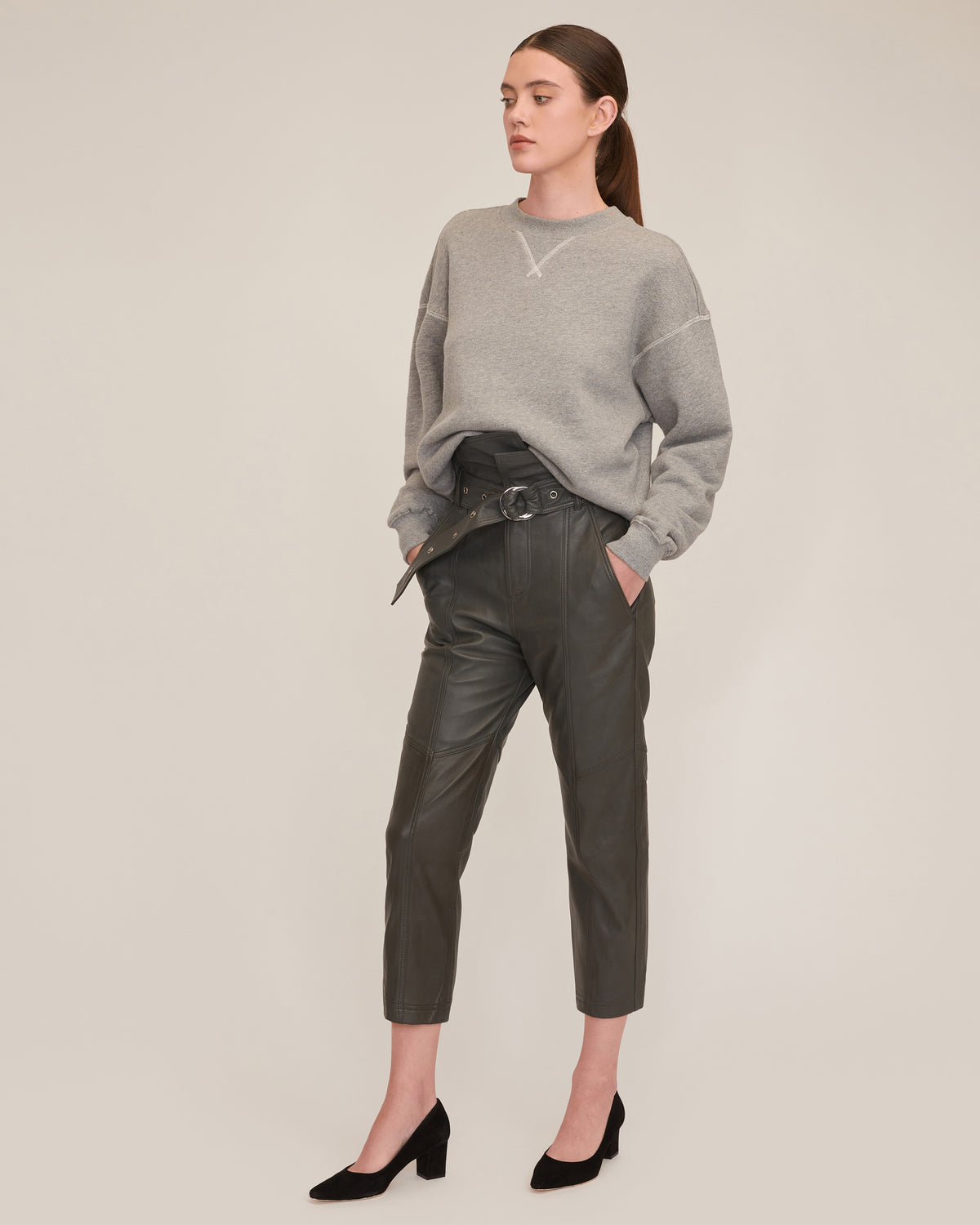 Anniston Leather Pant in Charcoal | MARISSA WEBB