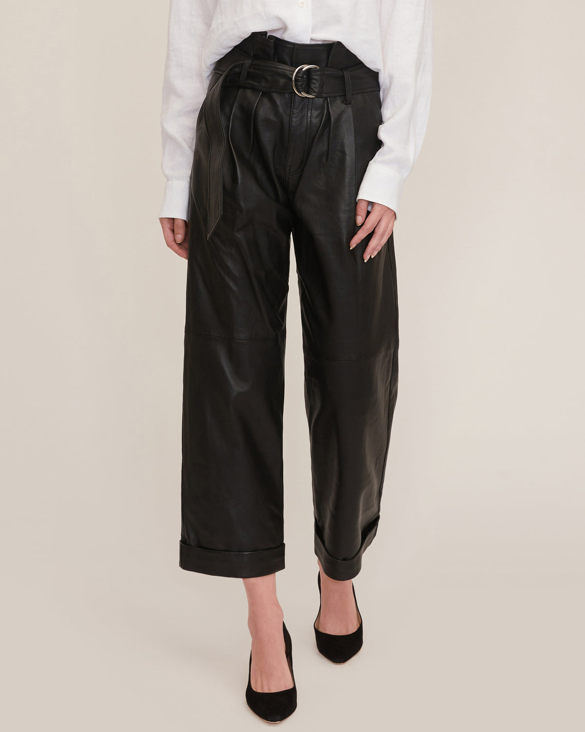 Leather Cropped Pant in Black | Sample Sale | MARISSA WEBB