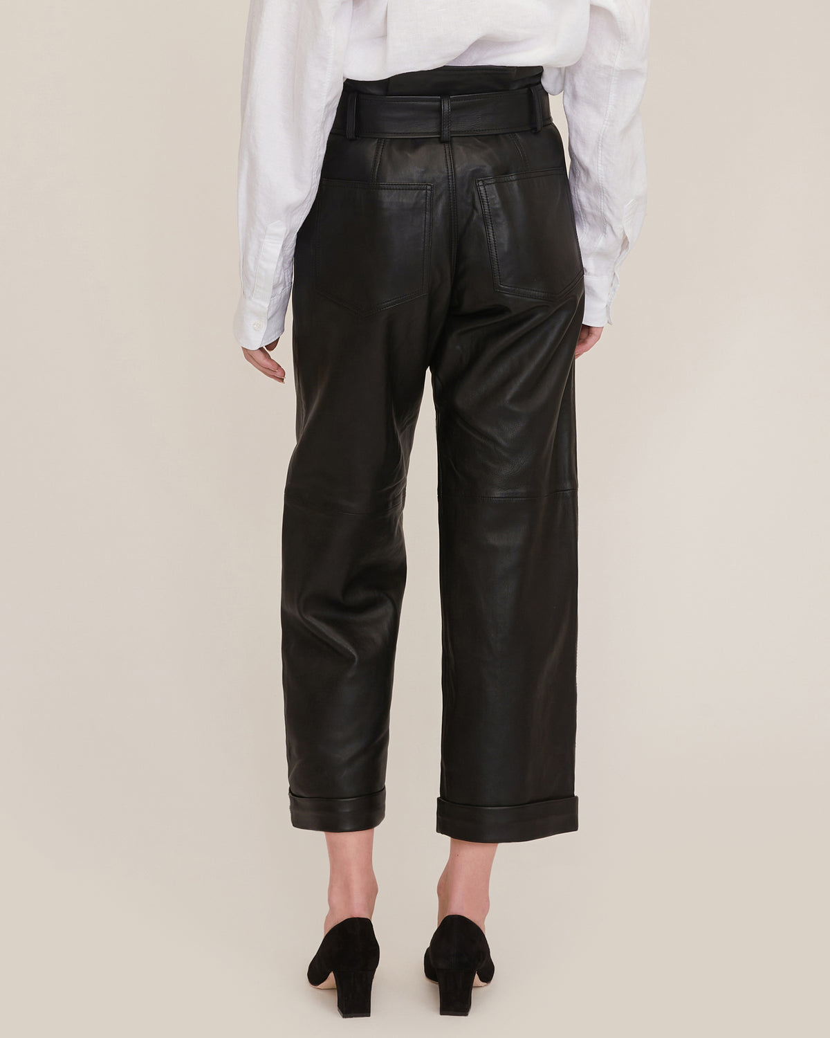 Leather Cropped Pant in Black | Sample Sale | MARISSA WEBB