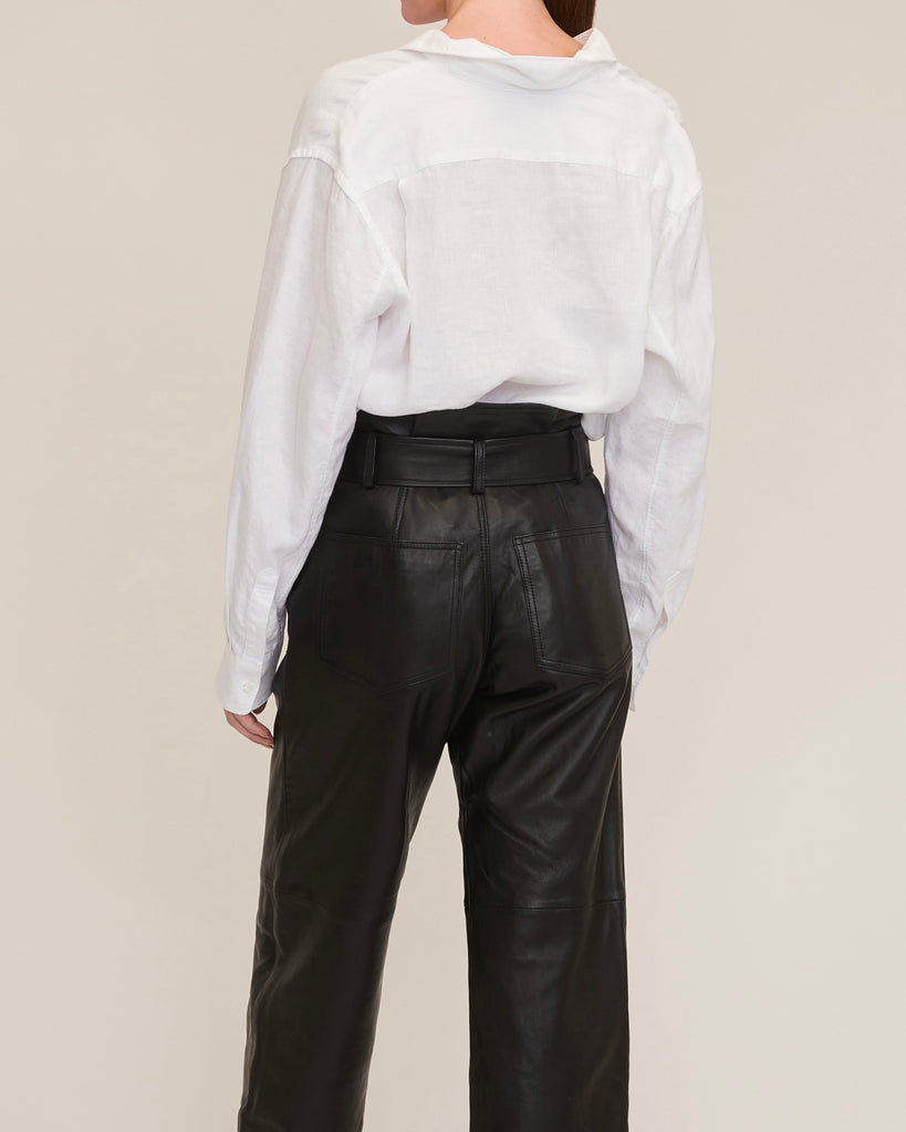 Dixon Leather Paper Bag Cropped Pant in Black | MARISSA WEBB