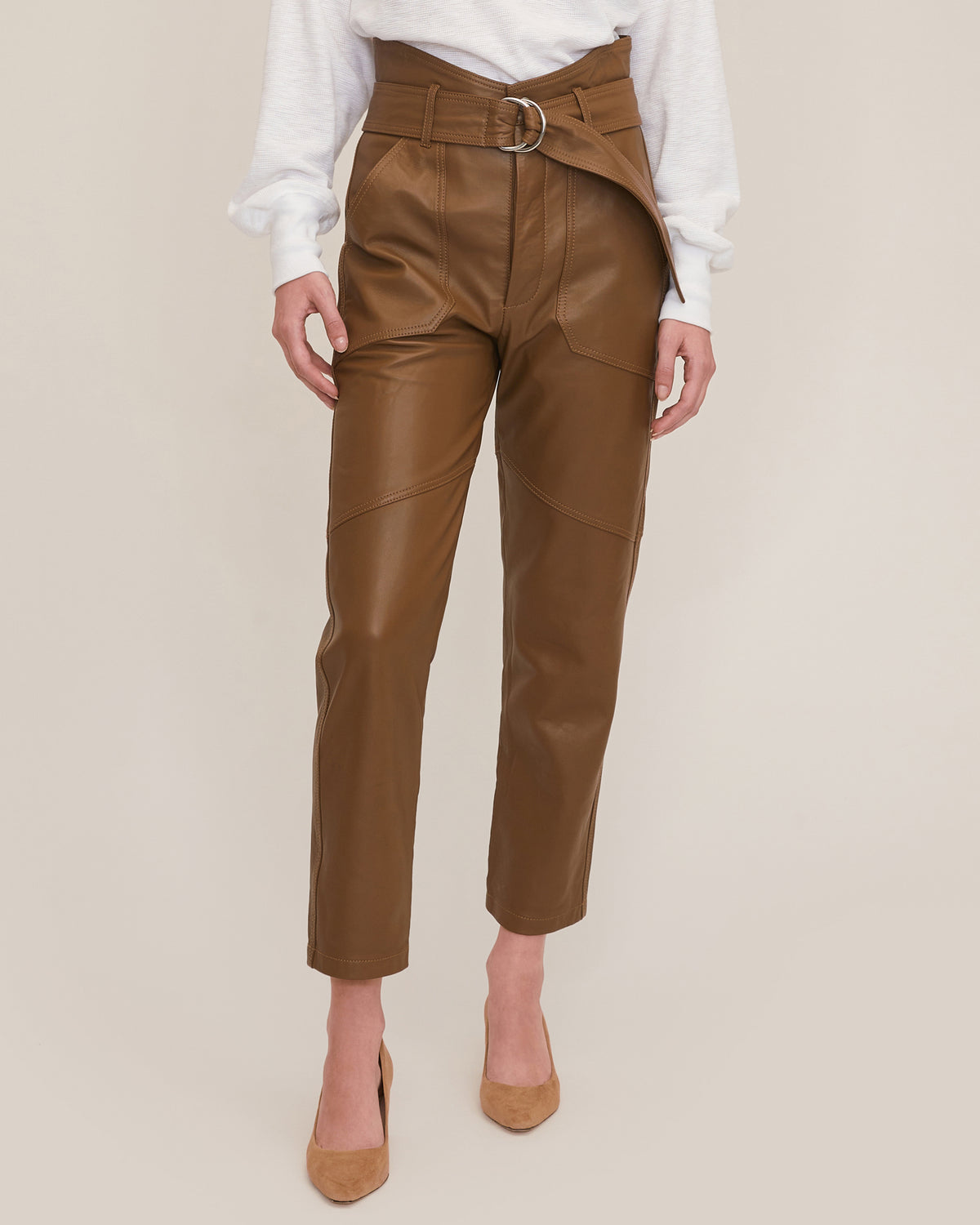 Patch Pocket Leather Pant in Sandstone | Sample Sale | MARISSA WEBB