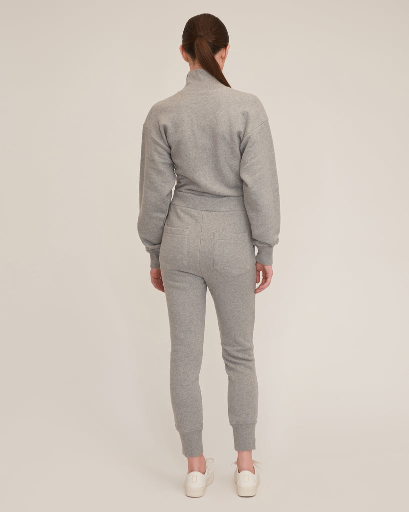 Red-Eye French Terry Zip Front Jumpsuit in Heather Grey | MARISSA WEBB