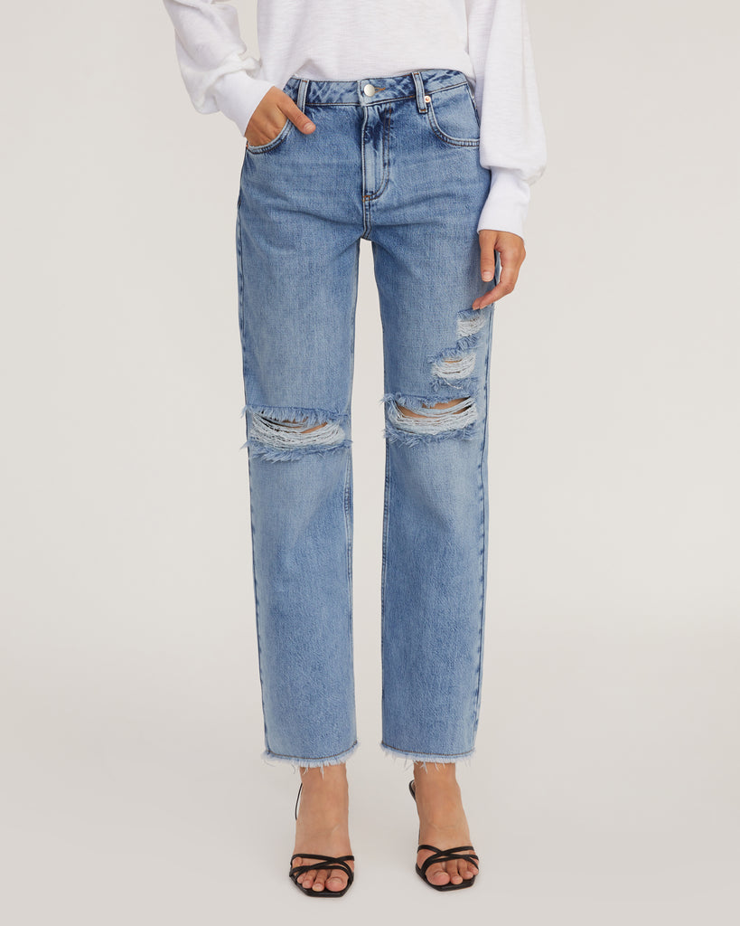 Distressed Washed Denim Pant