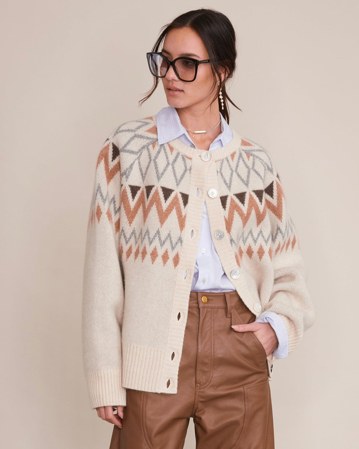 Chani Wool Cashmere Fair Isle Cardigan