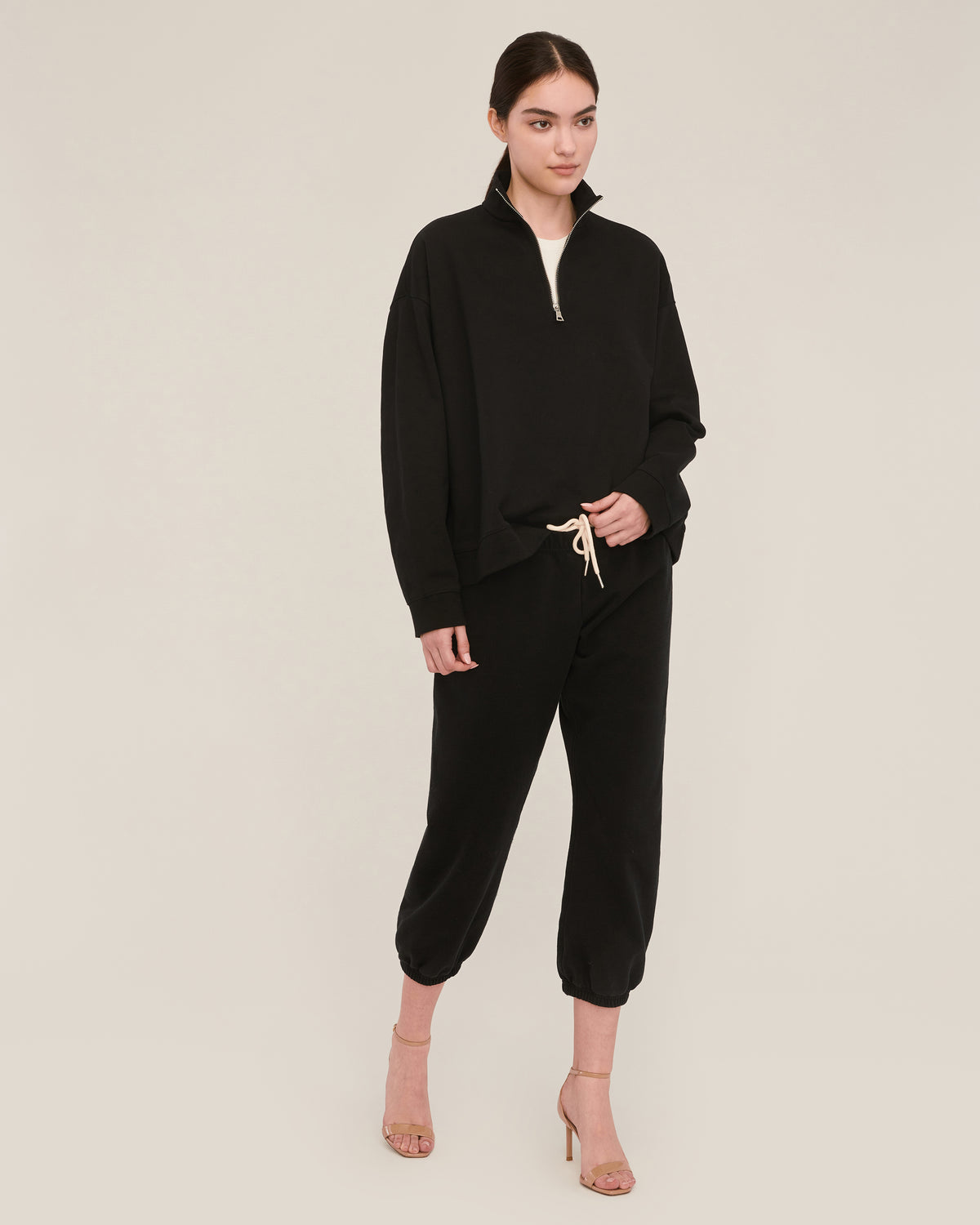 Blaine Low Rise Cropped Sweatpant in Black | MARISSA WEBB