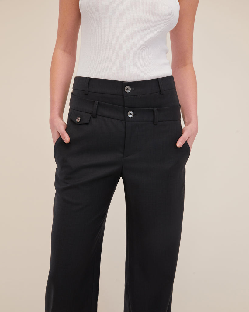 Obie Asymmetrical Double Waist Trouser | MARISSA WEBB