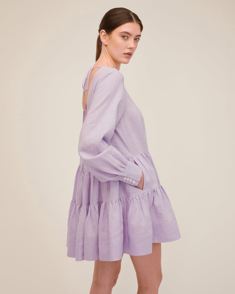 Daphne Linen Trapeze Mini Dress | MARISSA WEBB