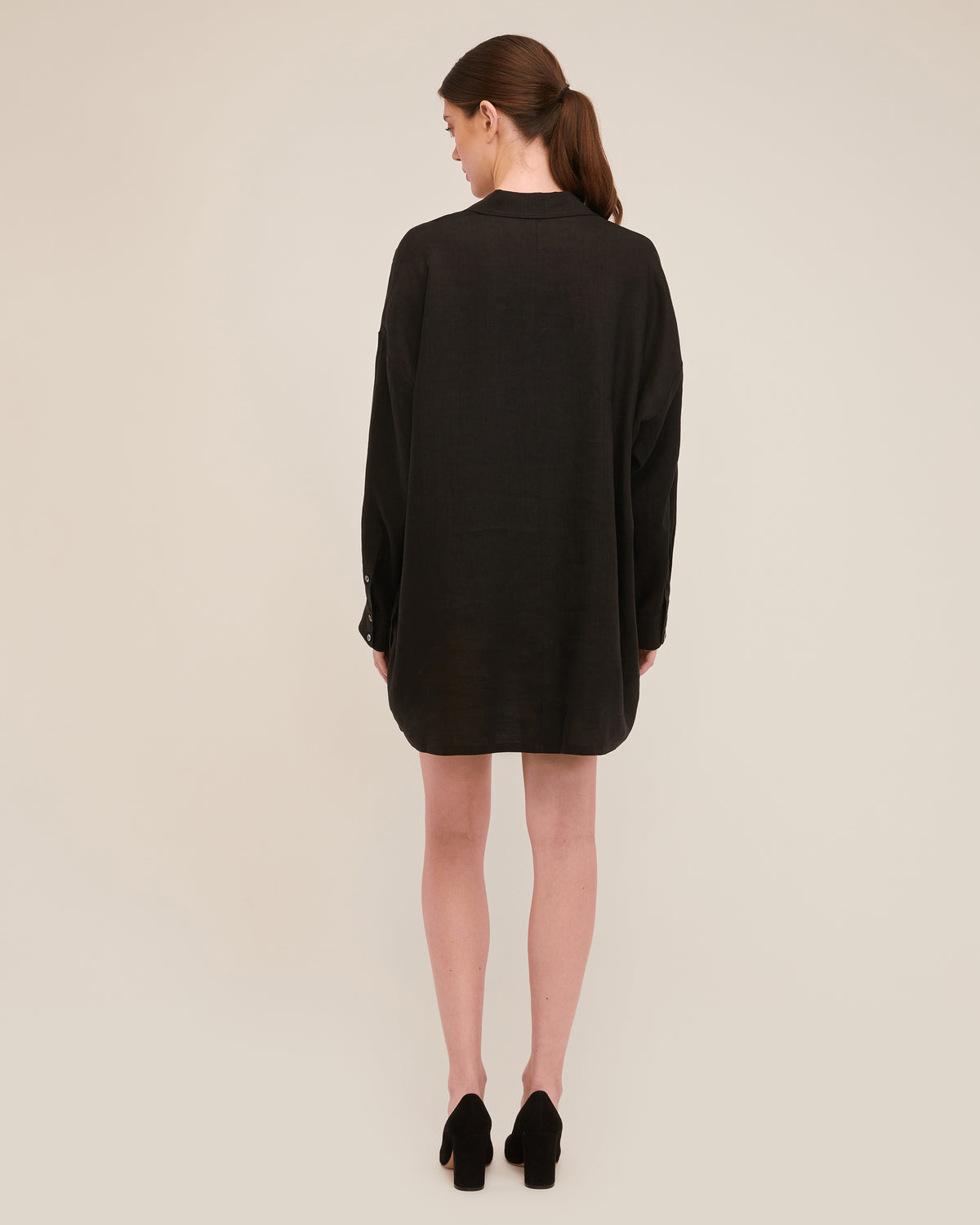 Amanda Blazer Linen Tunic in Black | MARISSA WEBB