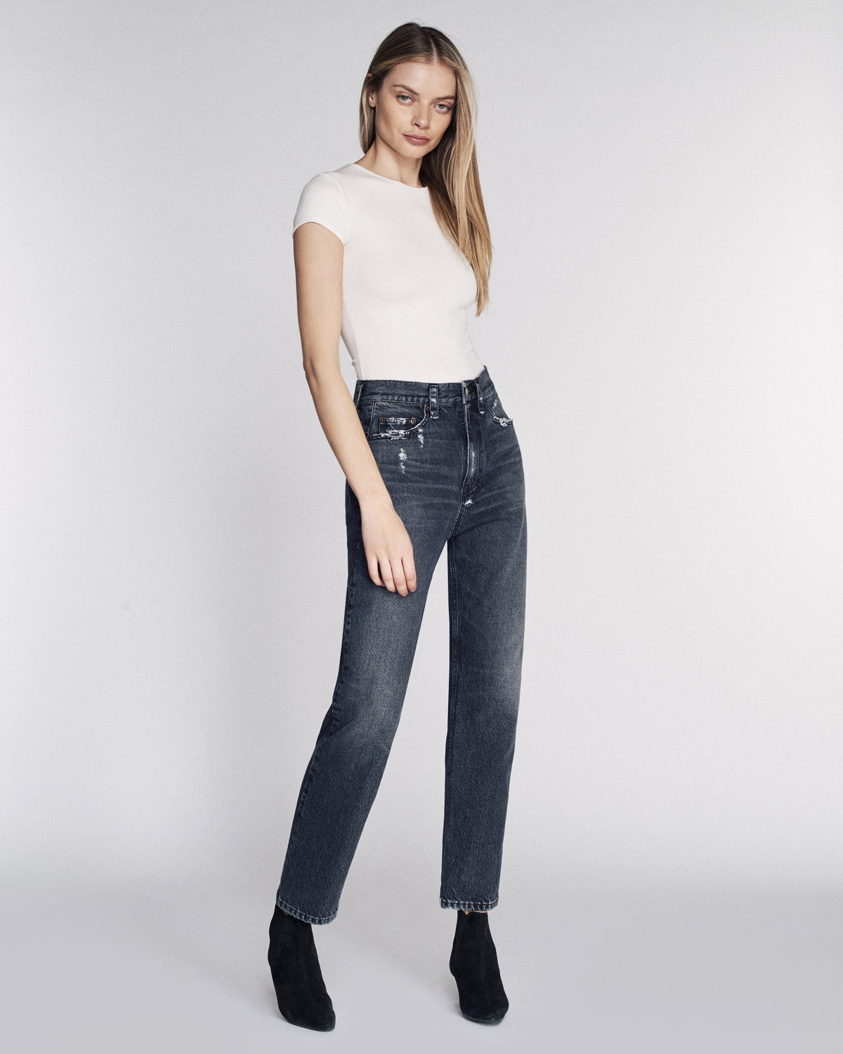 Grant Denim Pant in Faded Black Stone Wash