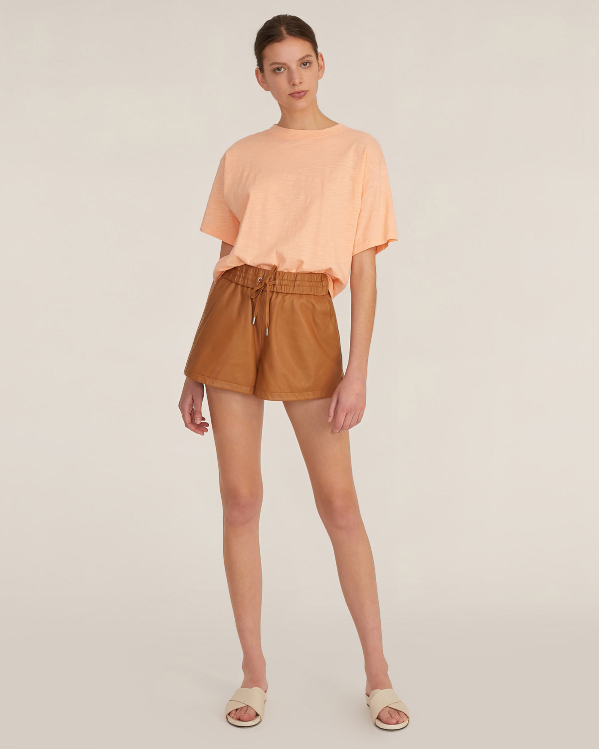 Baxter Leather Boxer Short in Almond