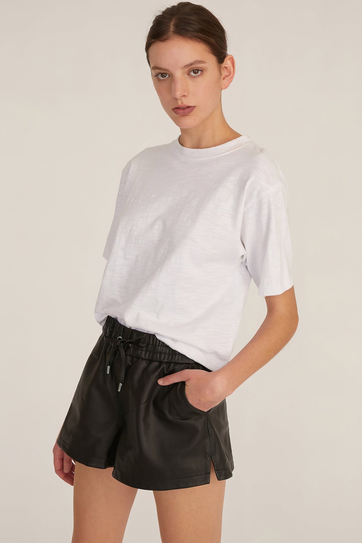Baxter Leather Boxer Short in Black