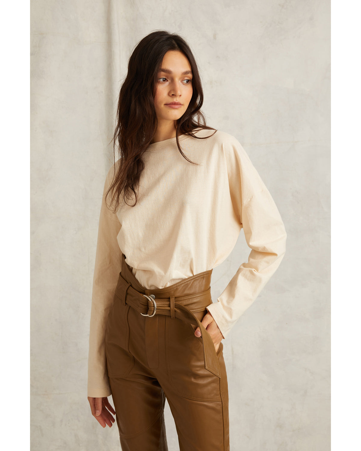 Bennett Patch Pocket Leather Pant in Sandstone