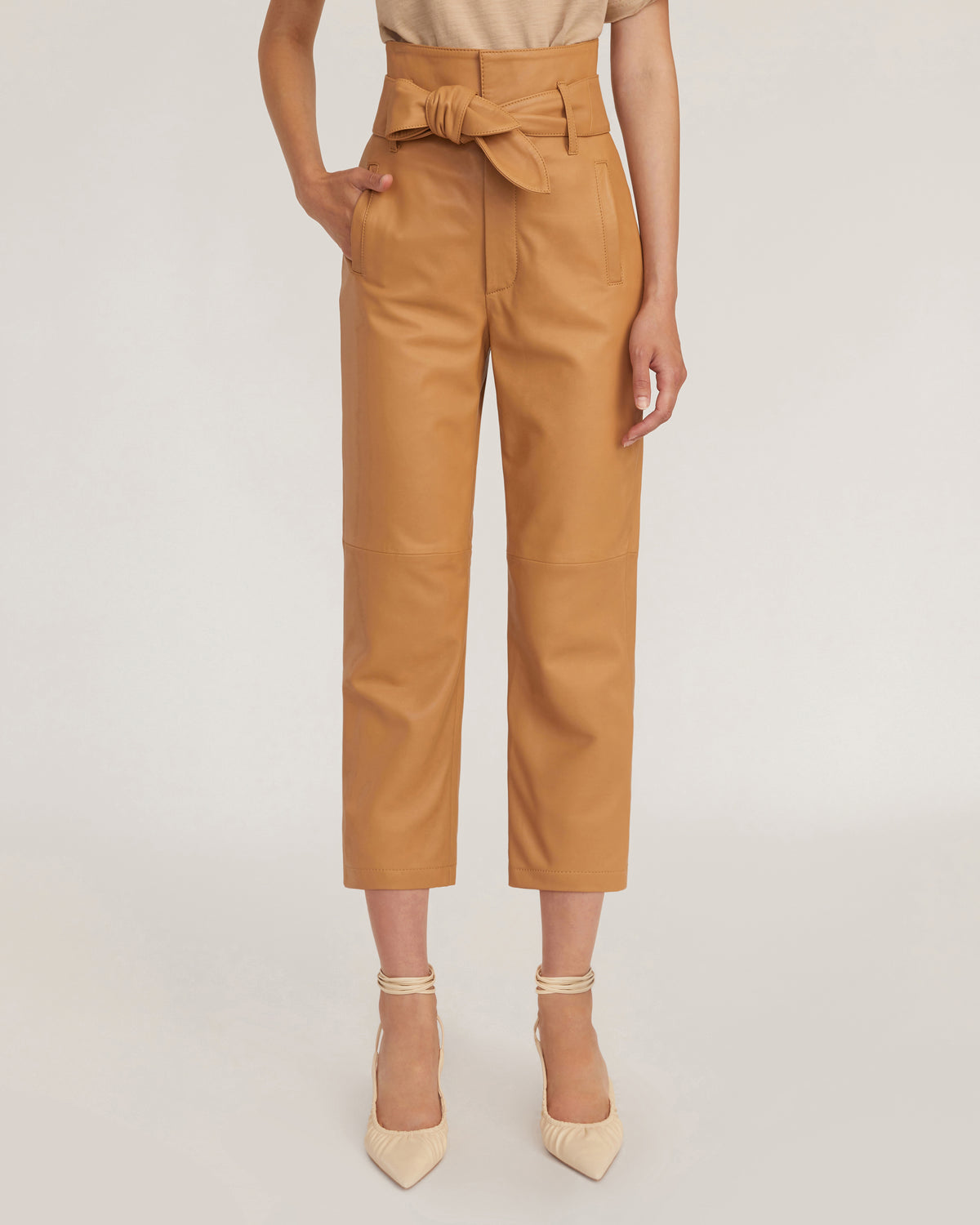 Brennan Leather Pant in Fawn