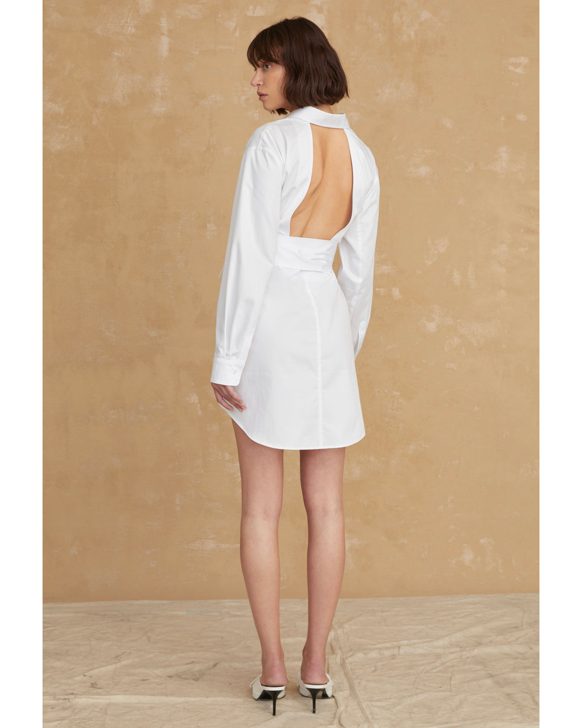 Brett Cotton U-Back Mini Dress in White | MARISSA WEBB