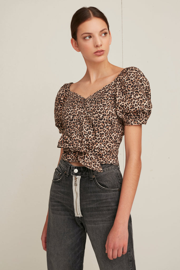 Diane Lightweight Canvas Leopard Print Top