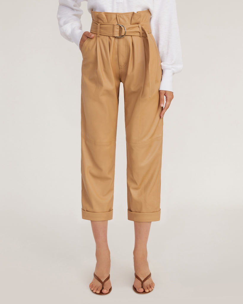 Dixon Leather Paper Bag Cropped Pant in Desert