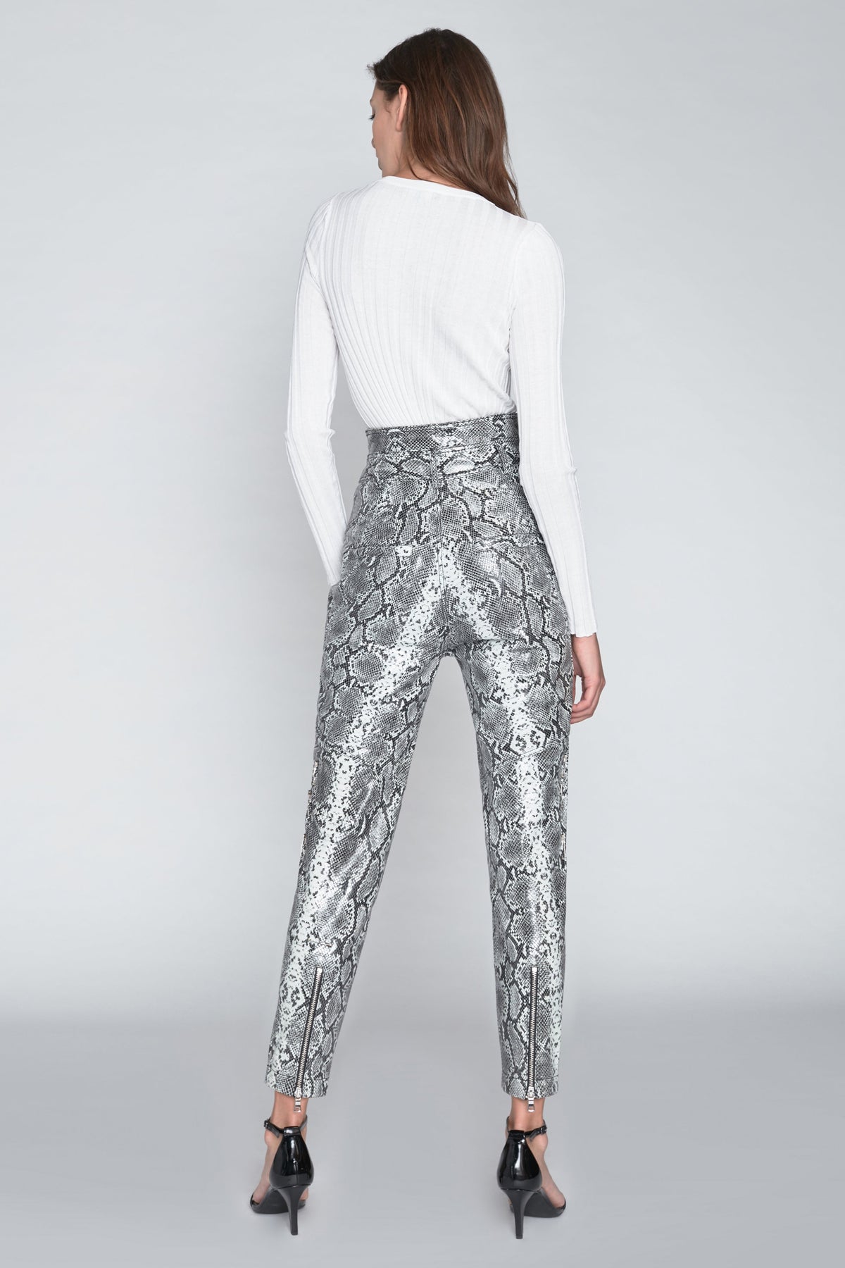 Josh Leather Grey Python Print Pant